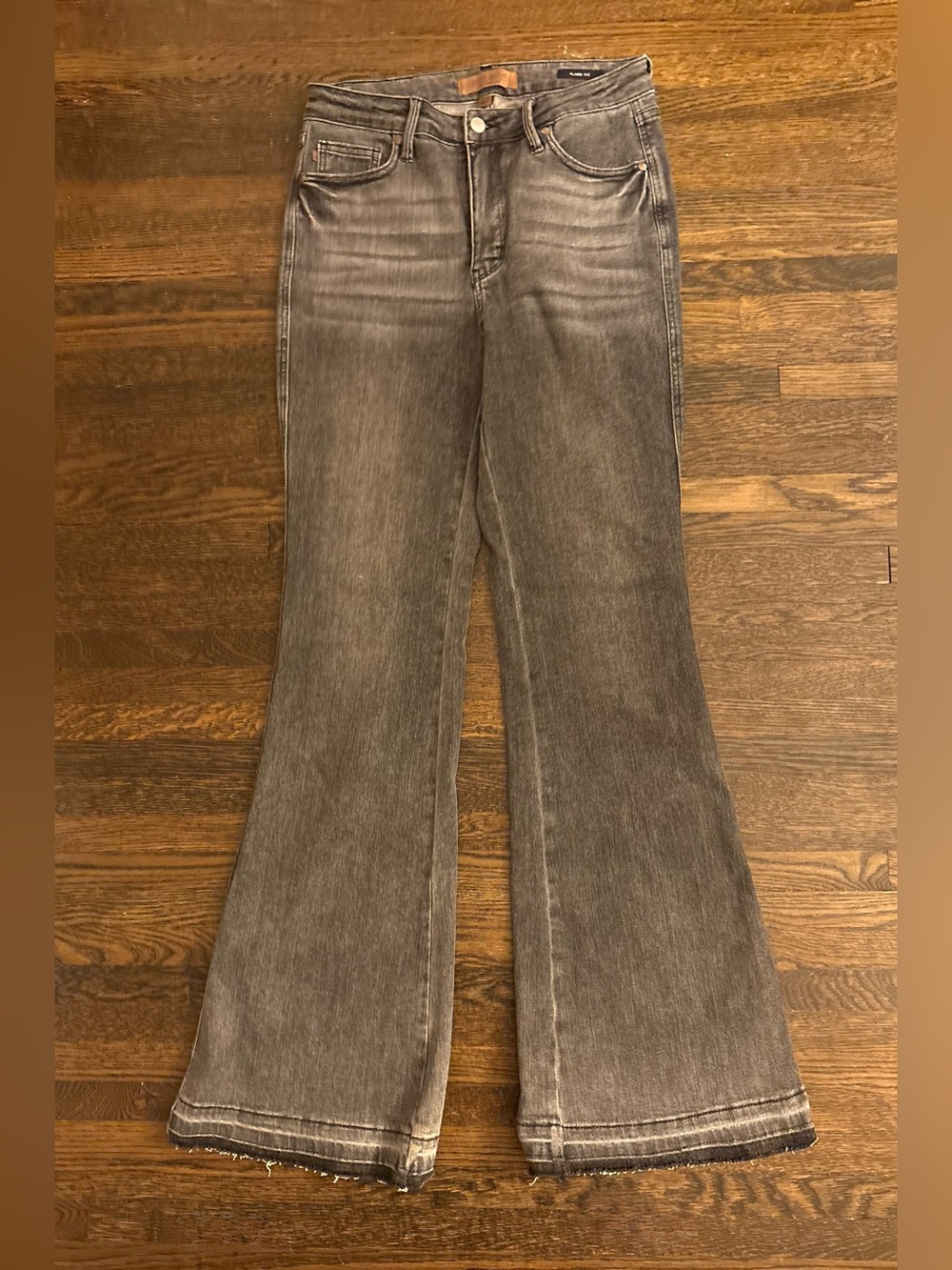 Judy Blue grey wash high rise release hem flare jeans 9/29